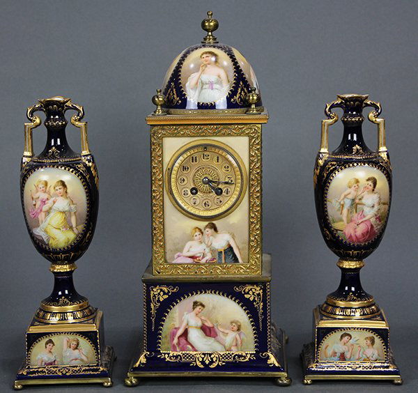 (lot of 3) Royal Vienna hand painted porcelain clock (1 of 10)
