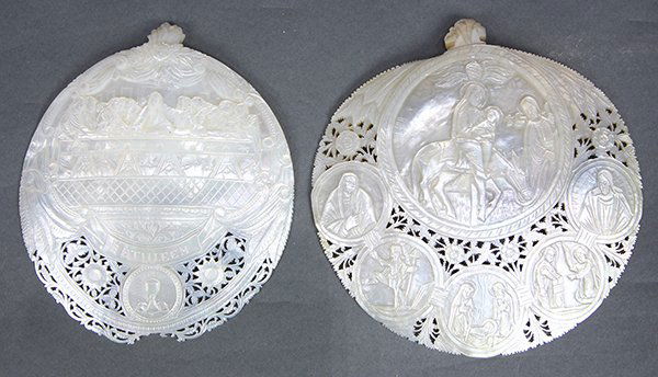 (Lot of 2) Liturgical relief carved and reticulated (1 of 2)