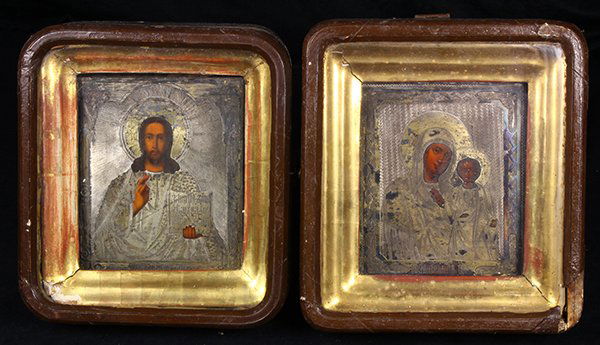 (lot of 2) Russian icons, 19th Century, executed in oil (1 of 7)