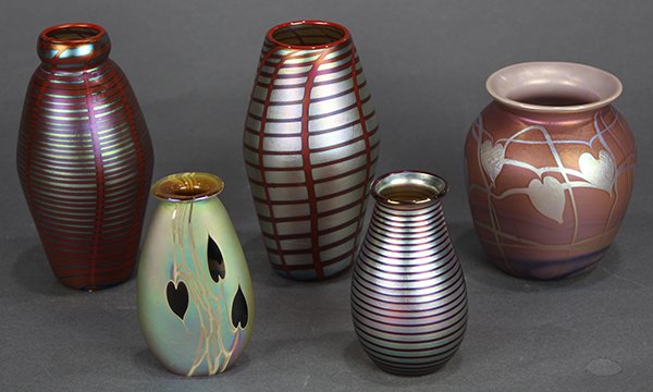 (lot of 5) Art glass studio vases (1 of 6)