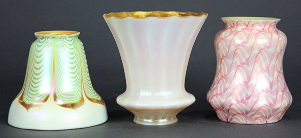 (Lot of 3) Art glass iridescent light shades (1 of 5)
