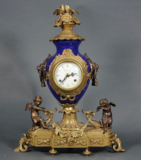 Imperial porcelain gilt bronze mantle clock (1 of 4)