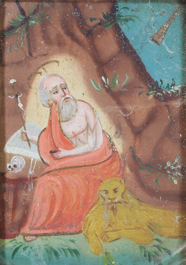 Saint with Lion, retablo (1 of 2)