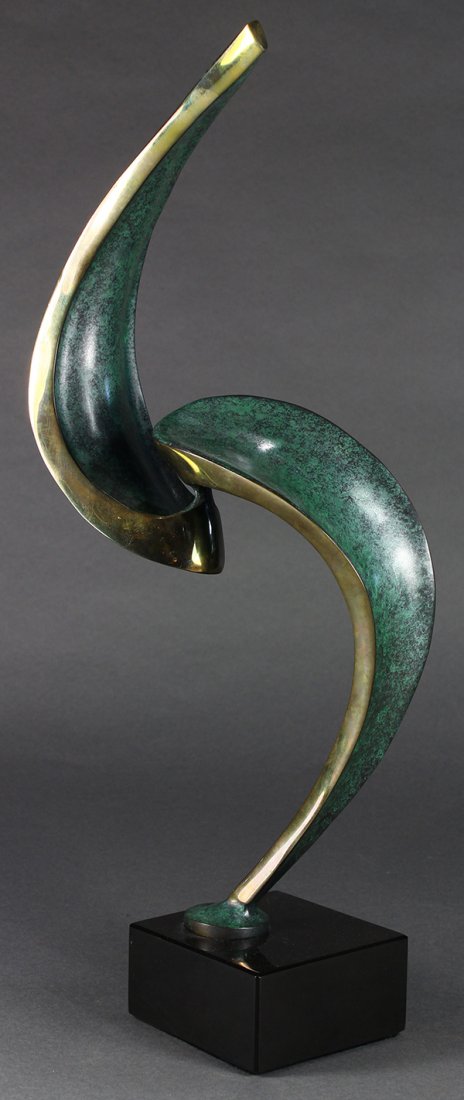 Sculpture, Bob Bennett/Bennett Brothers: Bob Bennett/Bennett Brothers (American, 20th century), Abstract Sculpture, 1995, bronze sculpture, signed and dated lower left, edition 19/100, overall (with marble base): 19.5"h x 8.5"w x 5"d. Proven