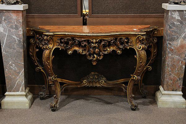 Continental Louis XV style partial gilt console table (1 of 4)