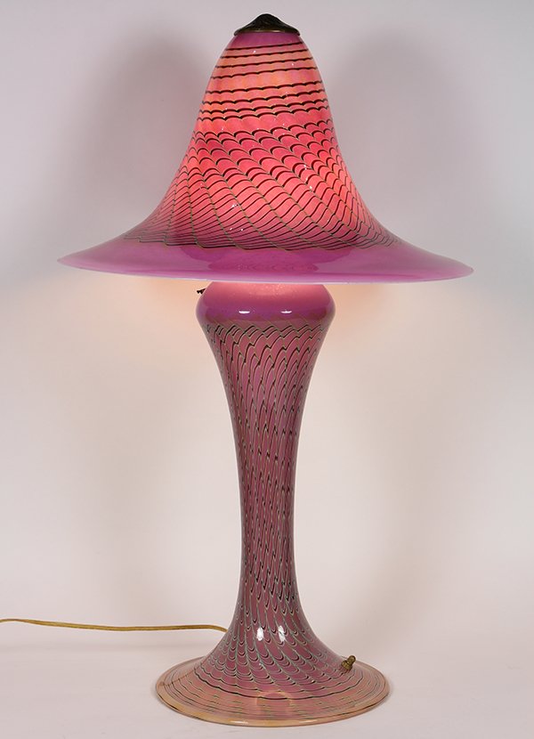 Joseph Clearman blown glass table lamp, having a (1 of 9)