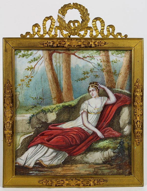 French hand painted miniature plaque (1 of 2)