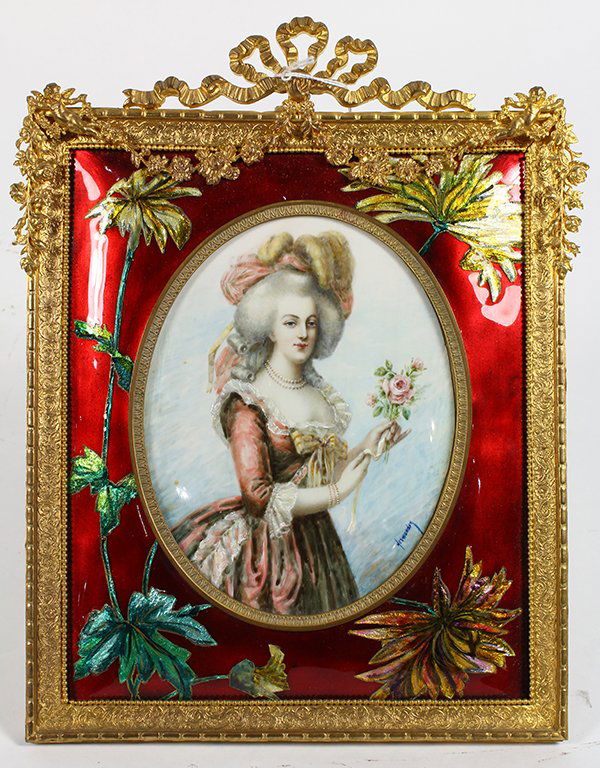French miniature hand painted portrait, the oval form (1 of 3)