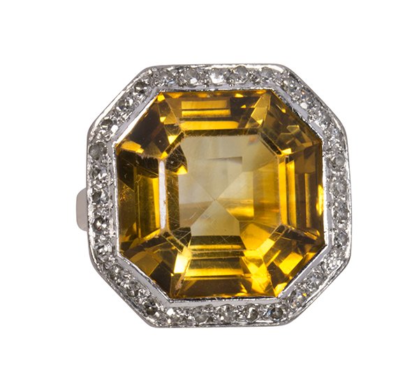 Citrine, diamond and 18k two-tone gold ring (1 of 4)