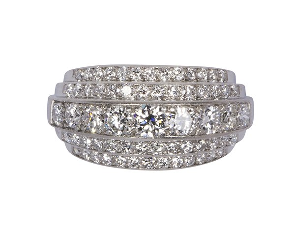 Retro diamond and platinum ring (1 of 4)