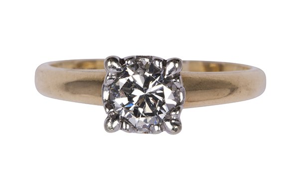Diamond and 14k gold solitaire ring (1 of 4)