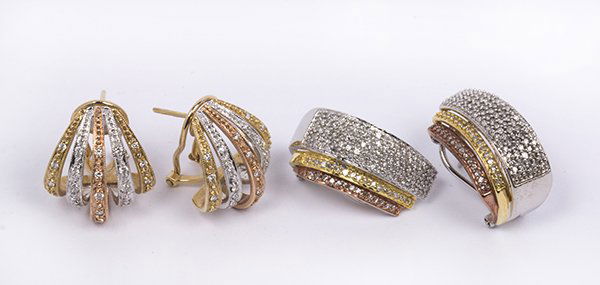 (Lot of 2) Collection of two pairs of diamond and 14k (1 of 3)