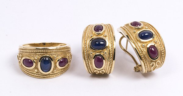 Sapphire, ruby and 14k yellow gold Byzantine style (1 of 4)