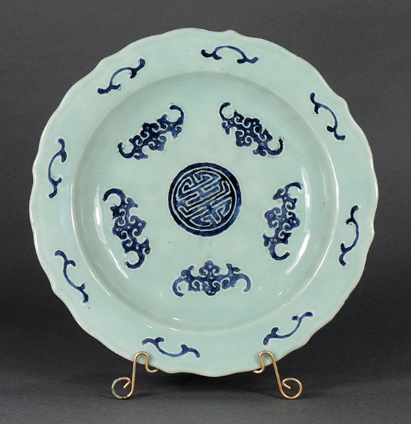 Chinese Blue and White Brush Washer and Plate (1 of 9)