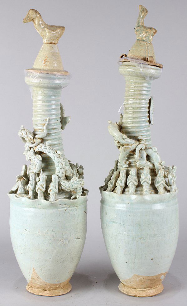 Chinese Celadon Ceramic Funerary Urns (1 of 4)