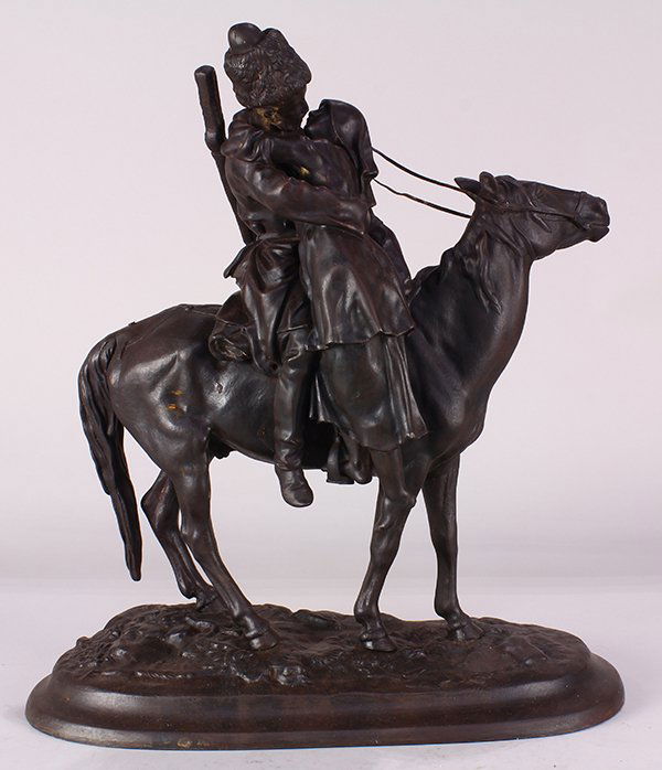 Patinated bronze figural sculpture, depicting a Russian (1 of 4)