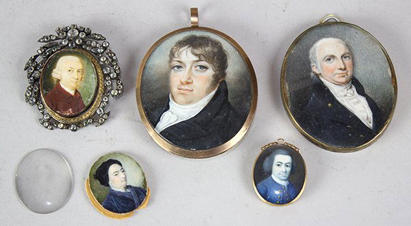 (lot of 5) Portrait miniatures of gentlemen (1 of 2)