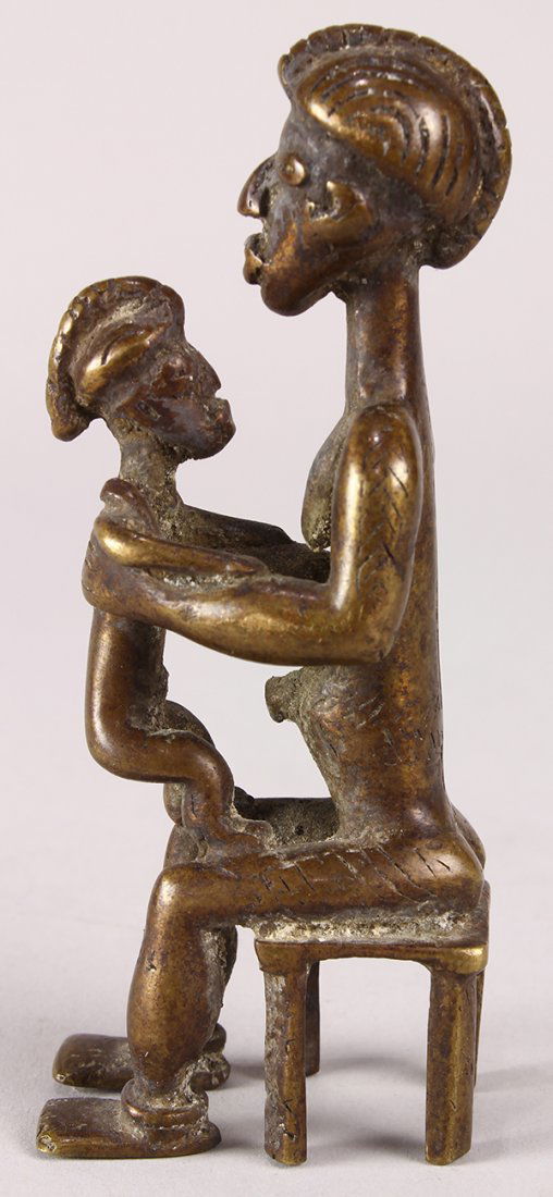 Baule, Ivory Coast bronze figural sculpture (1 of 3)