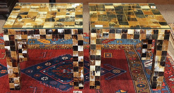 Pair of Italian Moderne style horn veneered side tables (1 of 3)