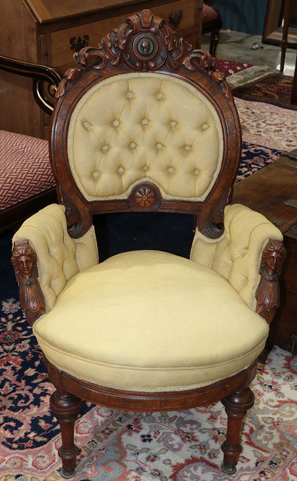 Victorian salon chair attributed to John Jelliff circa