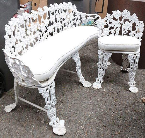 (lot of 5) White painted wrought iron patio furniture (1 of 2)