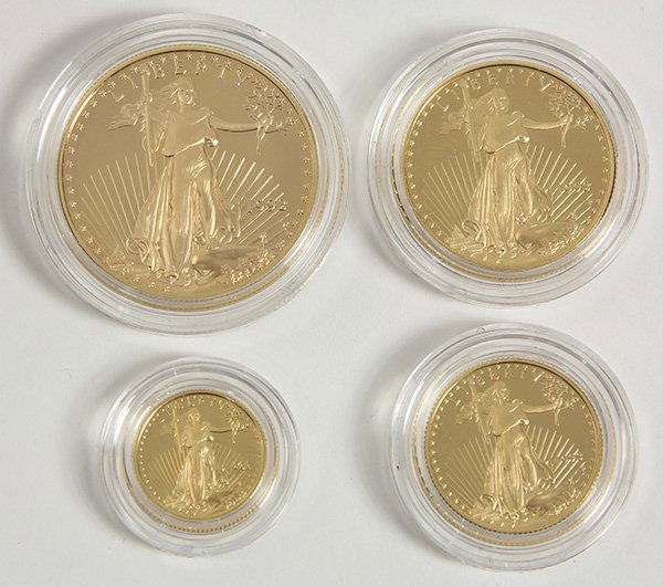 1993 gold bullion four-coin proof set, including $50, (1 of 3)