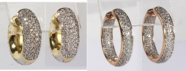 (Lot of 2) Pairs of diamond and 14k gold earrings (1 of 8)