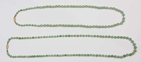 (Lot of 2) Jade bead and 14k yellow gold necklaces (1 of 3)