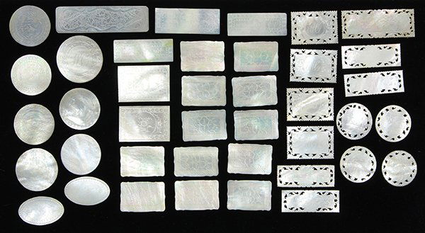 (Lot of 40) Mother-of-pearl gambling chip/counters (1 of 2)