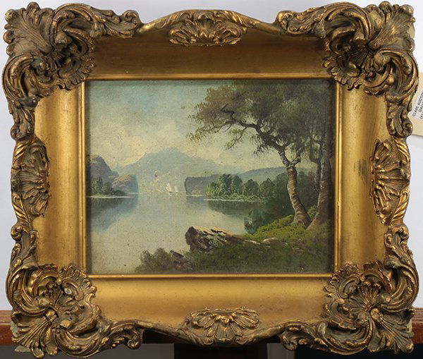 Sailboats on a Mountain Lake, painting (1 of 1)