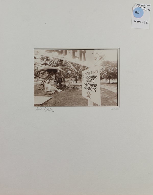 Todd Klein, Photograph: Todd Klein (American,20th century), No Spitting, 1985, photograph, pencil signed on mat middle left, dated middle right, overall (with mat): 14"h x 11"w. Provenance: The David C. and Sarajean Ruttenbe