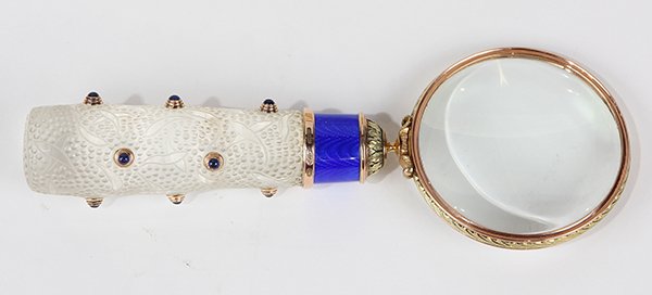 Russian gold, enamel, and sapphire magnifier, having a (1 of 9)