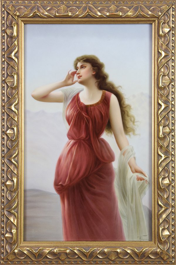 Framed KPM hand painted porcelain plaque (1 of 8)