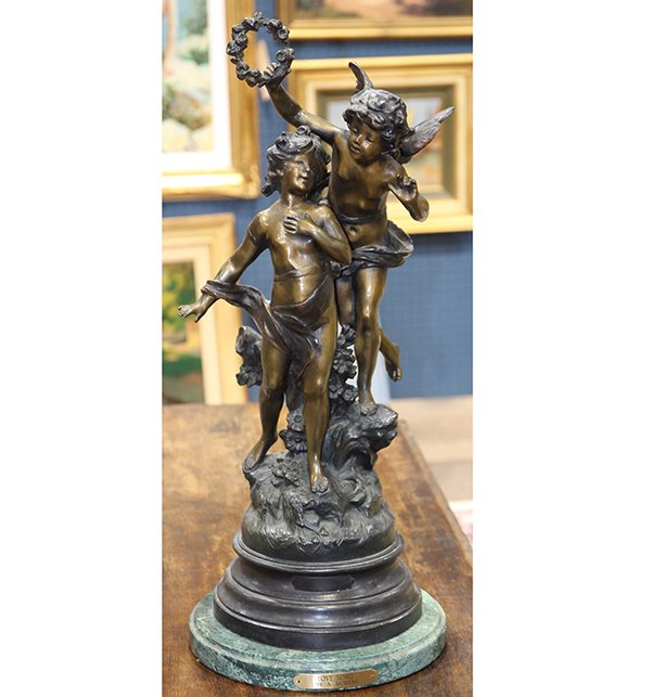 Patinated bronze figural sculpture (1 of 5)