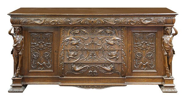 French Renaissance Revival oak sideboard (1 of 6)