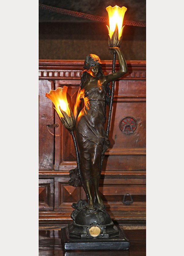 Patinated bronze figural lamp (1 of 9)