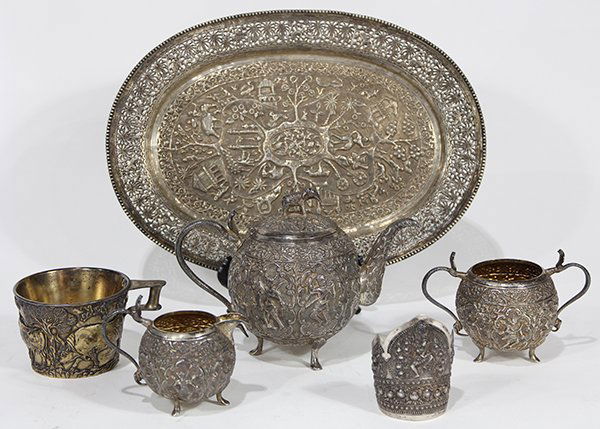 (lot of 6) Colonial Indian silver repousse group, 40 (1 of 6)