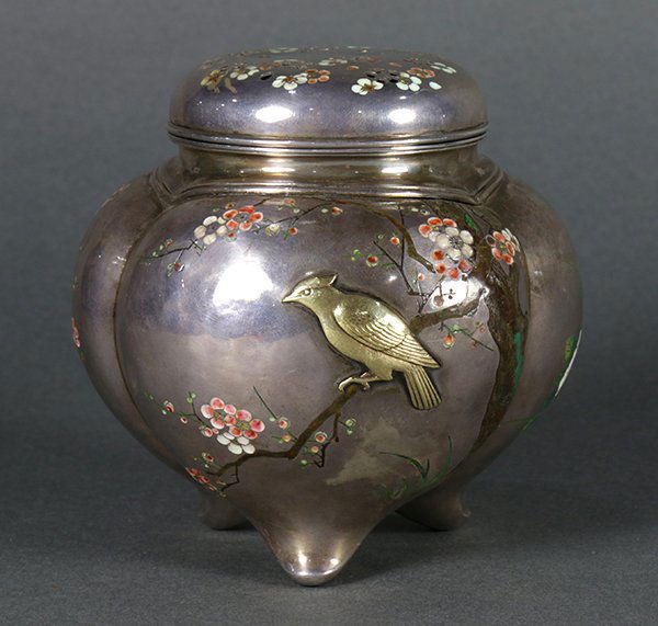 Japanese Silver Censer, Koro, Meiji (1 of 8)
