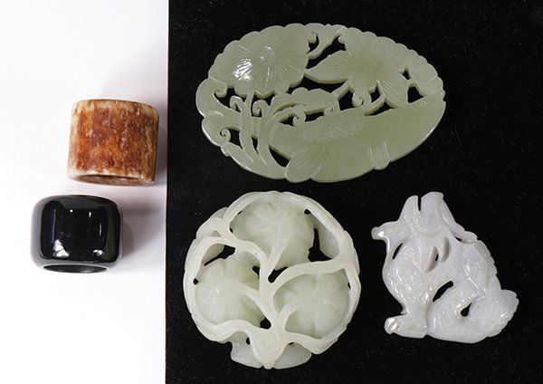 Group of Chinese Jade/Hardstone Toggles/Rings (1 of 2)