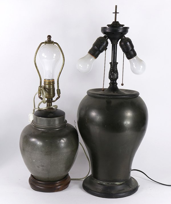 Two Metal Jar/Vase Mounted as Lamps (1 of 1)