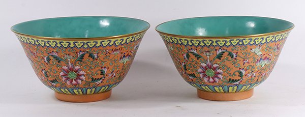 Two Chinese Peach Ground Bowls (1 of 5)