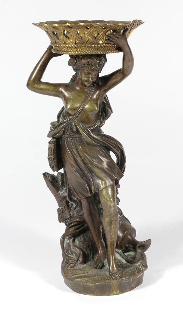 Renaissance style patinated bronze figural sculpture (1 of 3)