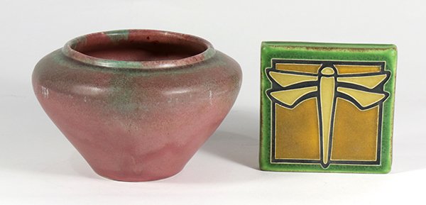 (lot of 2) Arts and Crafts style  pottery group, (1 of 5)