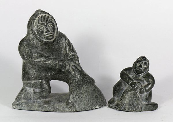 (Lot of 2) Carved stone Alaskan Inuit or Eskimo figural (1 of 3)