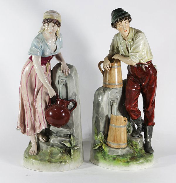 (lot of 2) Continental polychrome decorated figural (1 of 9)