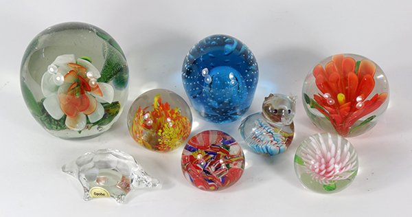 (Lot of 63) Art glass paperweights, including Spode and (1 of 6)