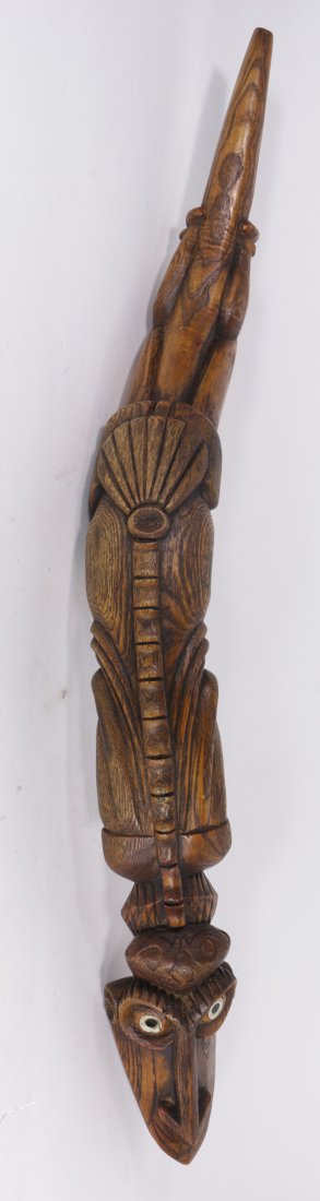 Oceanic Easter Island wood carving of a lizard-man (1 of 2)