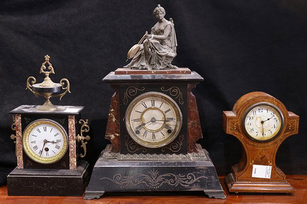 (Lot of 3) American Neoclassical mantle clocks, each (1 of 1)