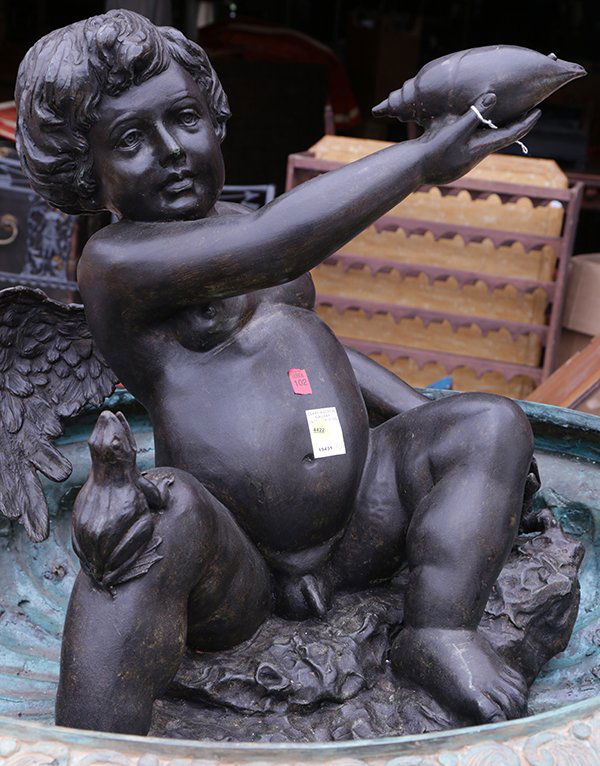 Baroque style patinated bronze fountain (1 of 1)