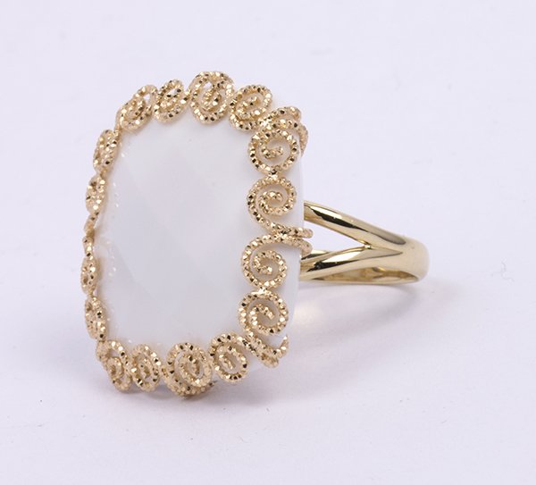 White chalcedony and 14k yellow gold ring (1 of 4)